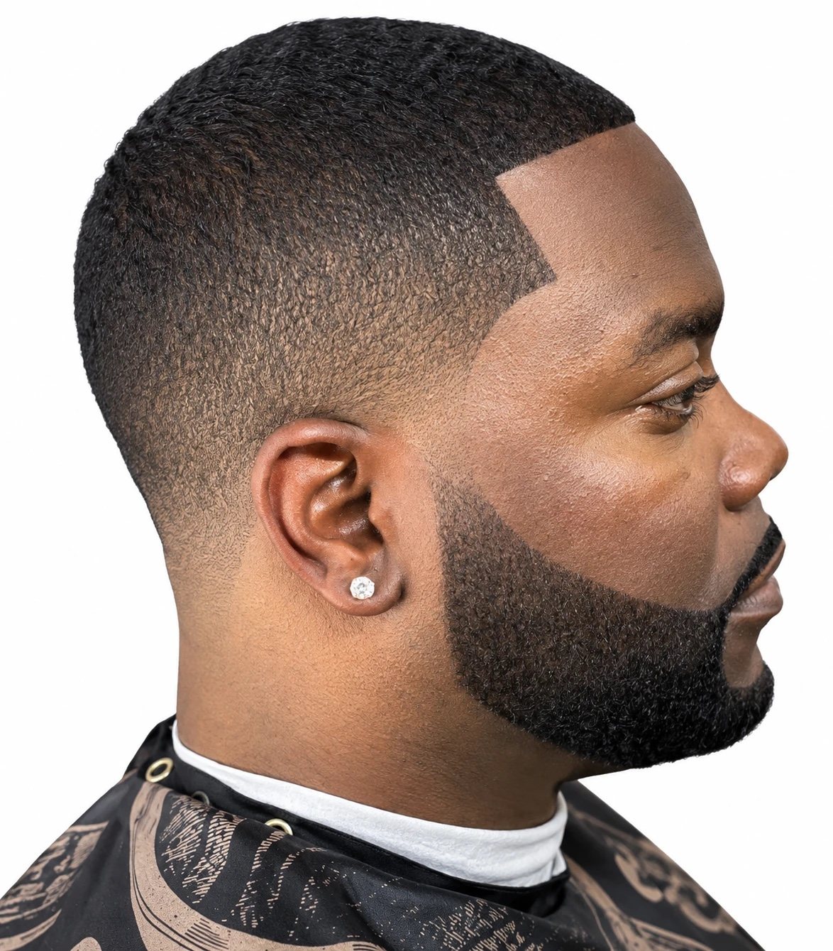 Low fade with crisp beard lineup
